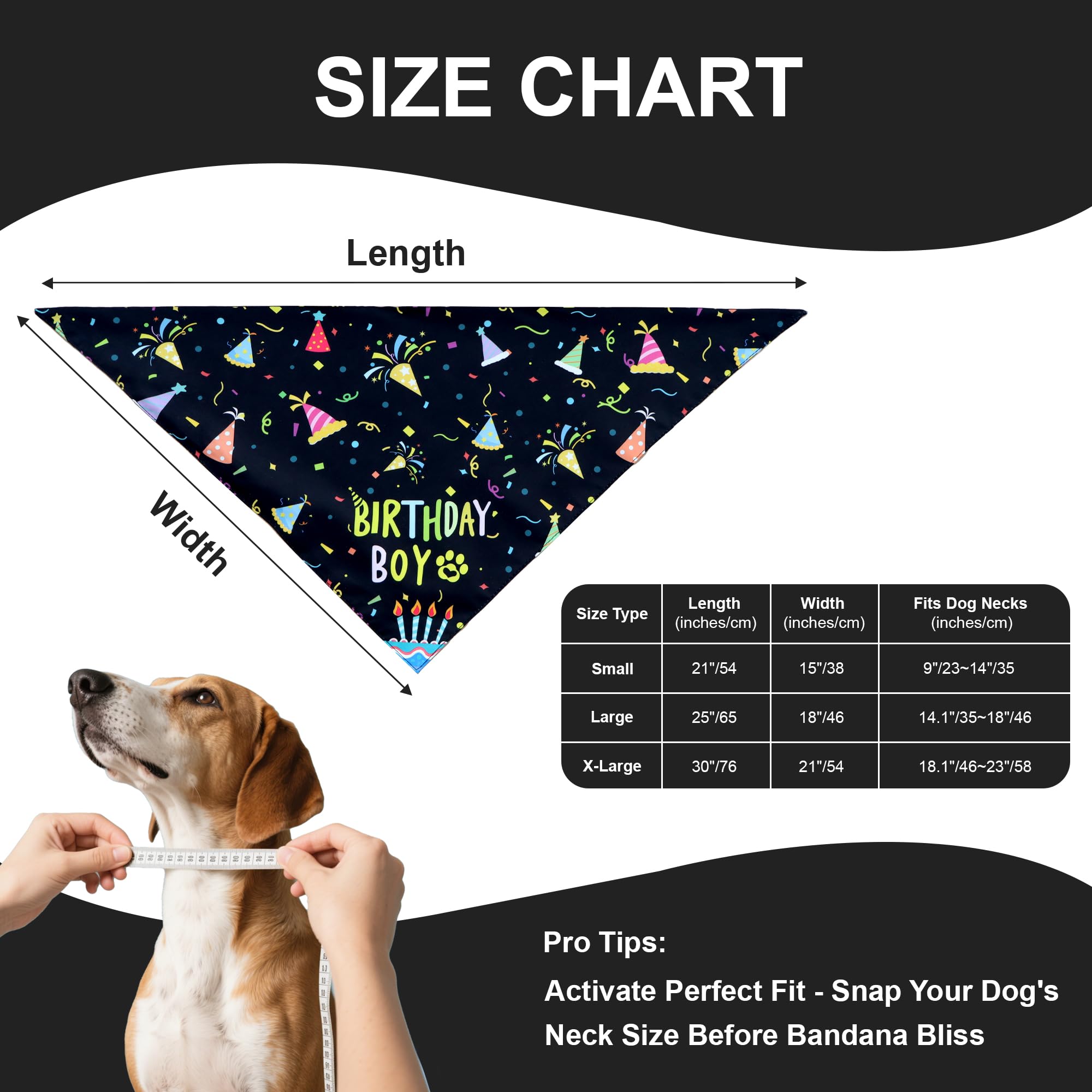 WoffBow Dog Birthday Boy Bandana for Medium Dogs, 2 Pack Reversible Scarf