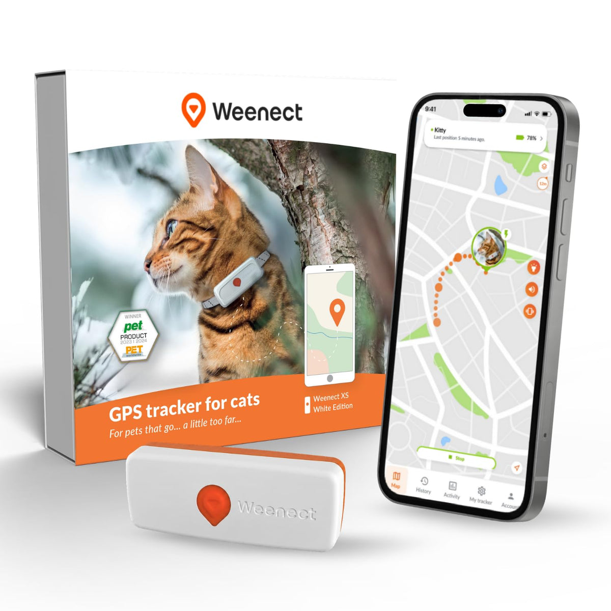 Weenect Cat XS - Mini GPS Cat Collar | Subscription Required