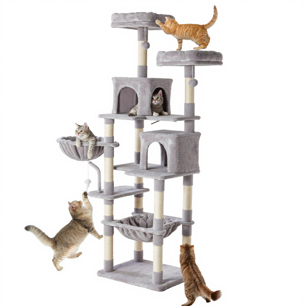 Sweetcrispy 71 Inch Cat Tree Tower with Natural Sisal Scratching Post