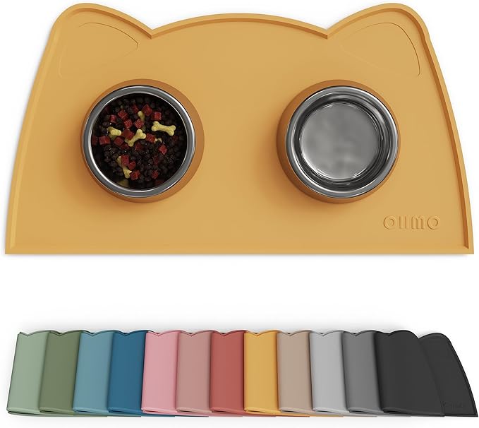 OHMO Cat Food Mat, Silicone Pet Feeding Mat, 20x12