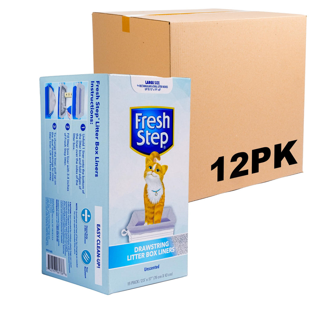 Fresh Step Drawstring Cat Litter Box Liners, Scented, 2.5 ft x 17 in, 7 Ct