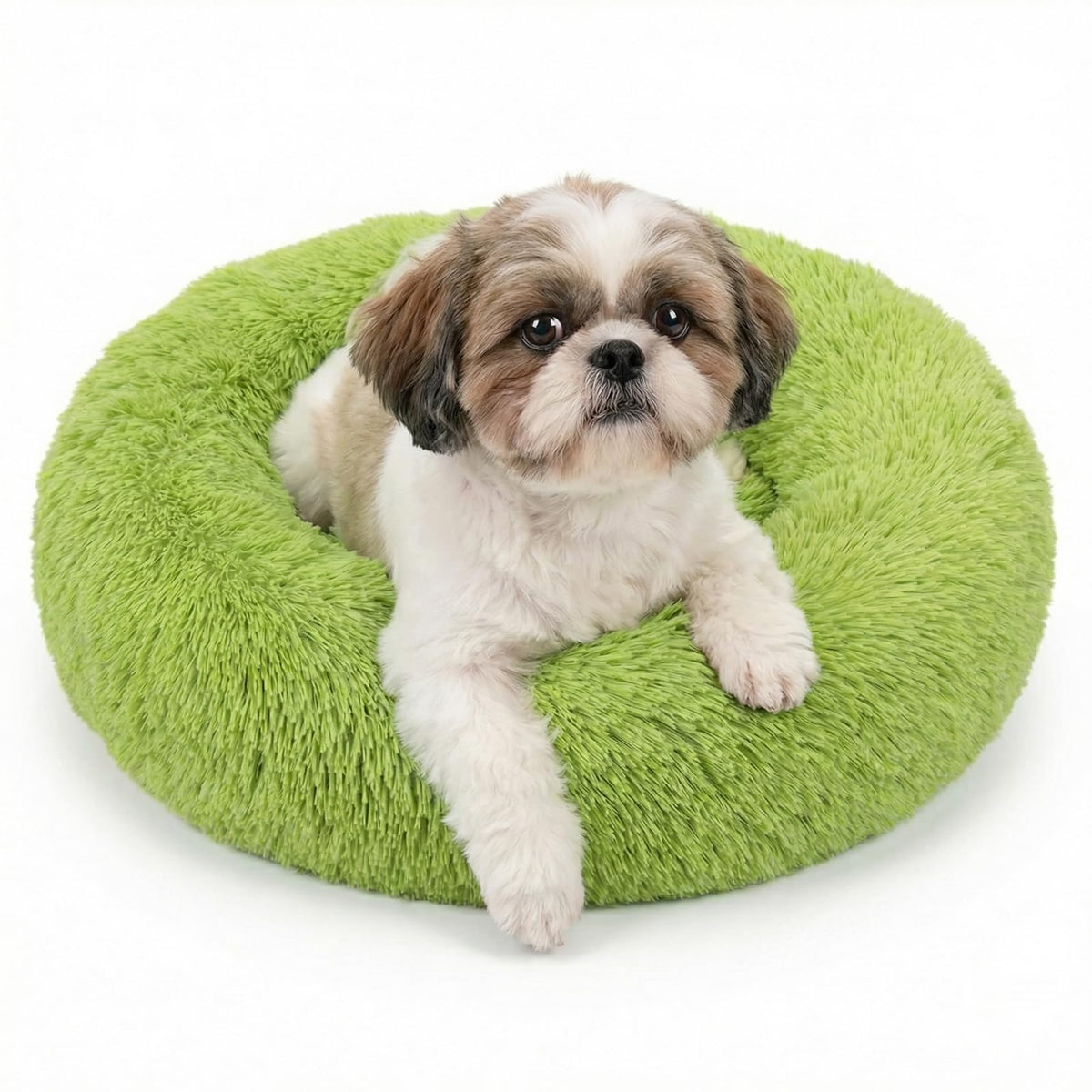 nononfish Round Calming Dog Bed,Plush Donut Pet Bed for Small Dogs
