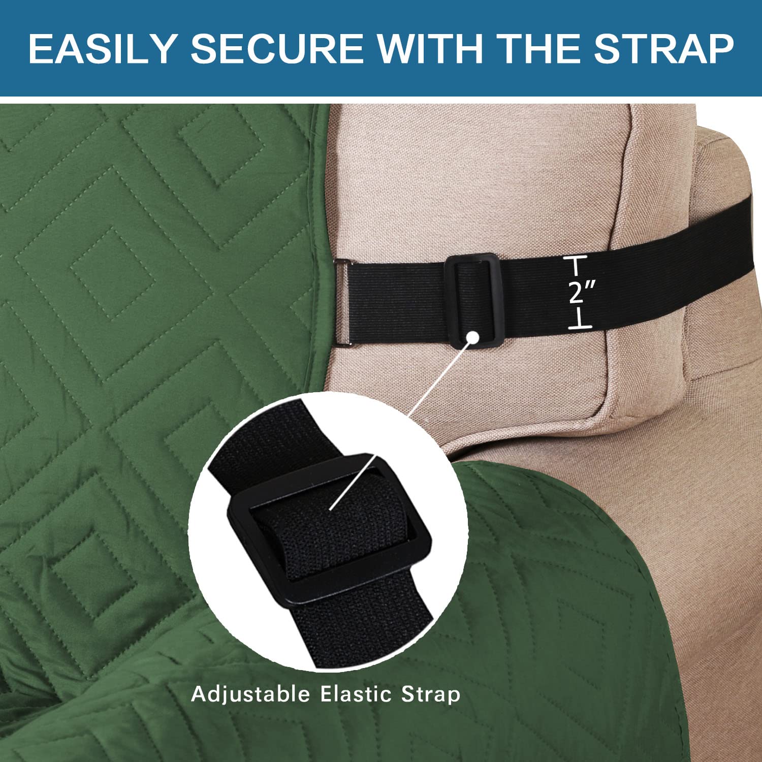 H.VERSAILTEX Reversible Loveseat Cover Furniture Protector Anti-Slip Water Resistant 2" Elastic Straps Couch Covers Pets Kids Fit Sitting Width Up to 46"(Love Seat: 75" x 90", Christmas Green/Beige)