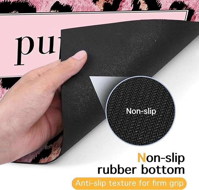 Puppy Feeding Mat 20x12 inch Pink Leopard Print Dog Bowl Placemat Non Slip Mat for Pet Food and Water Small Dogs Indoor Feeding Station Puppy Pet Placemat for Kitchen and Dining