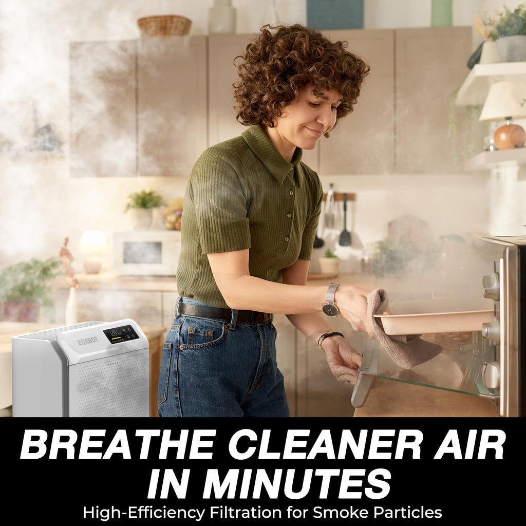 Air Purifiers for Home Large Room, Cover Up to 2,330 Ft² with True HEPA Filter & Washable Pre-Filter, Sleep Mode, PM2.5 Air Quality Monitor, Air Purifier for Bedroom, Pet Hair, Dust, Smoke, White