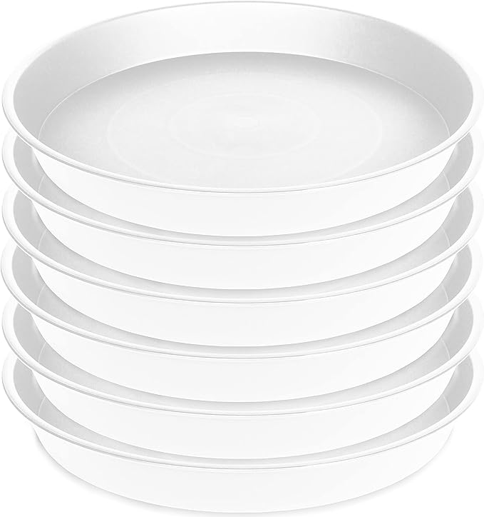 Bleuhome 6 Pack of 6 inch Plant Saucer Drainage Tray, 4 5 7 8 10 12 13 15 17 19 inch Plastic Plant Water Tray, Flower Saucers for Indoors, Plant Dishes for Pots Base (6 inch — 12" (6 pack)