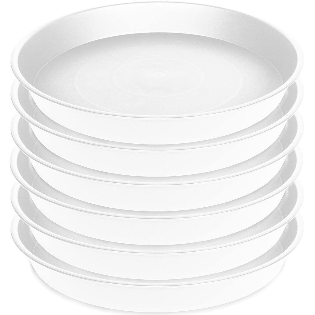 Bleuhome 6 Pack of 10 inch Plant Saucer, Heavy Duty Plastic Plant Saucer 10" Round, Durable Plant Tray for Pots, Plant Saucers for Indoors, Plant Trays for Planter 8"/9"/10" (10 inch, Creamy White)