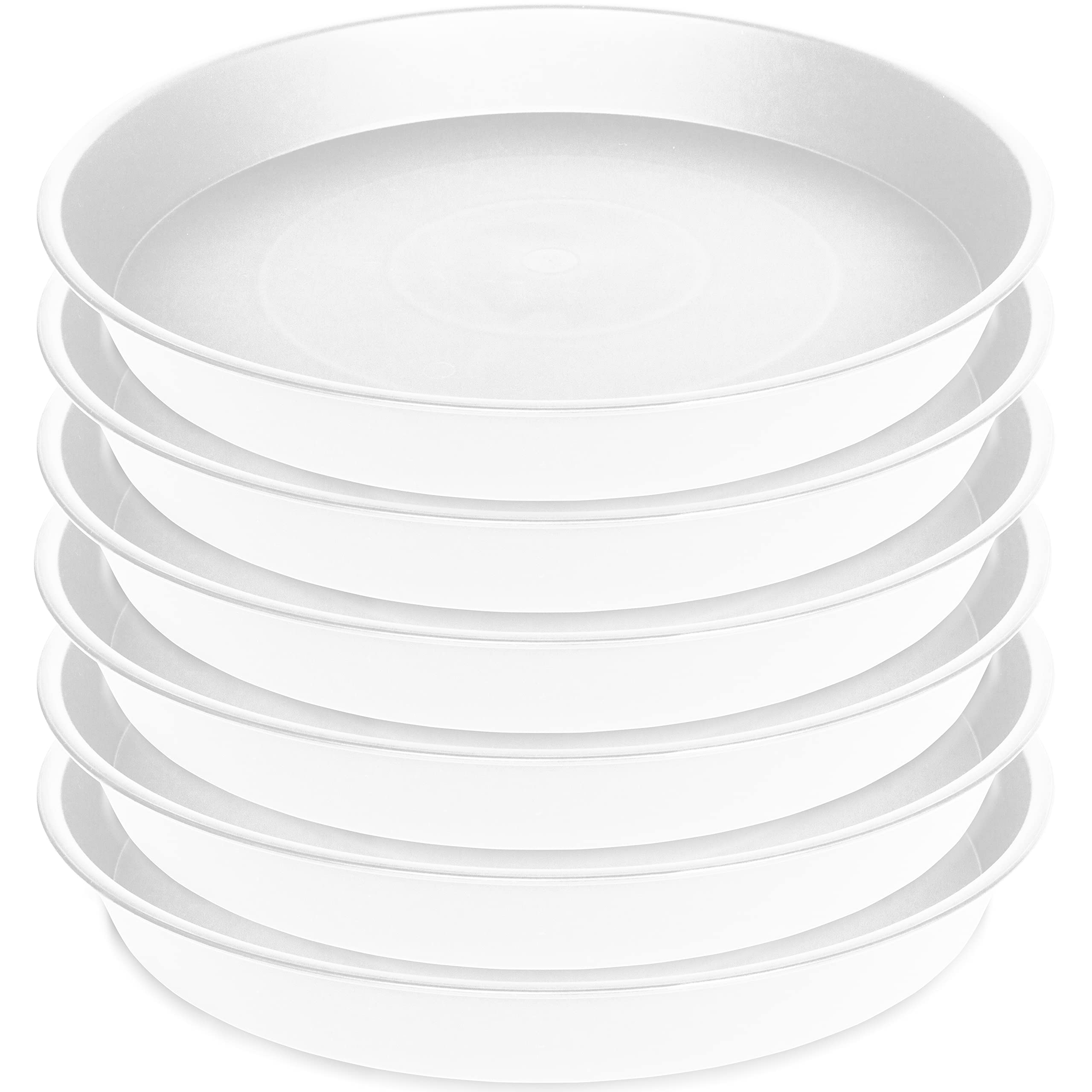 Bleuhome 6 Pack of 10 inch Plant Saucer, Heavy Duty Plastic Plant Saucer 10" Round, Durable Plant Tray for Pots, Plant Saucers for Indoors, Plant Trays for Planter 8"/9"/10" (10 inch, Creamy White)