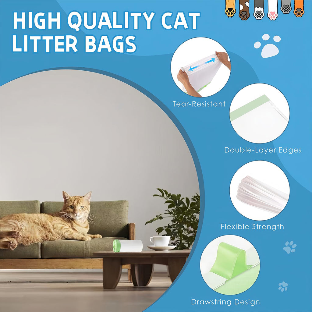 20 Count Cat Litter Box Liners Bag Compatible with Meo Want Self-cleaning Cat Litter Box MW-SC01 MW-SC02 MW-LR01, Leak-Proof Drawstring Bags - Heavy Duty Replacement Liners 18" x 12.6"