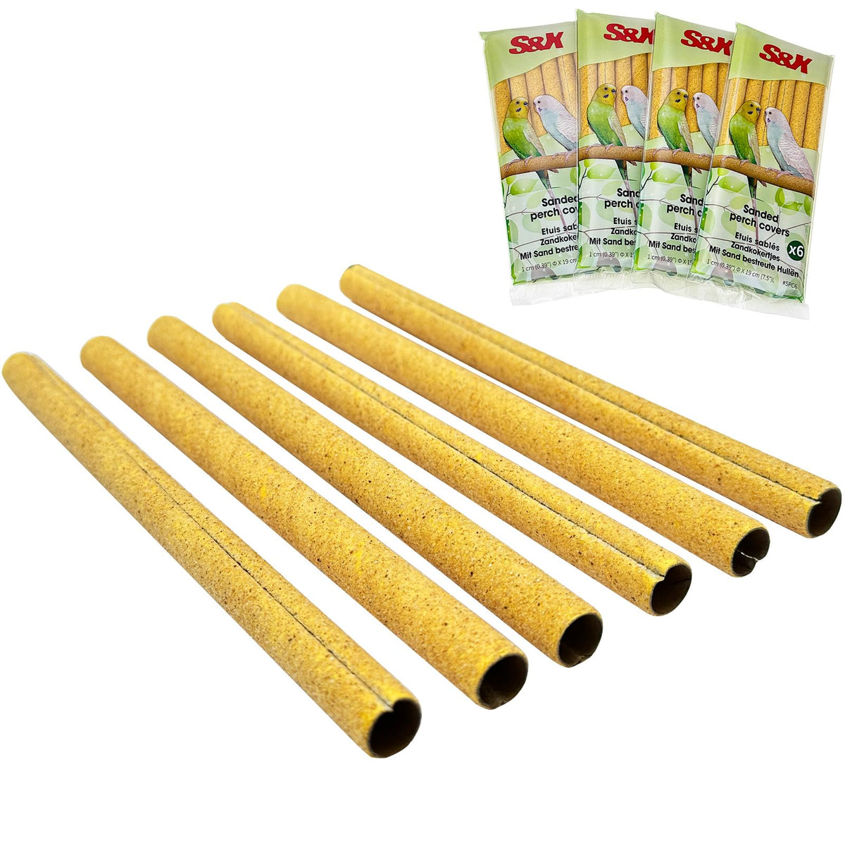 S&X Sanded Perch Covers for Parakeets, Lovebirds, Parrotlets, Finches, Canaries, Large Perch Covers 3/4" Diameter X 9" Long, 3-Pack