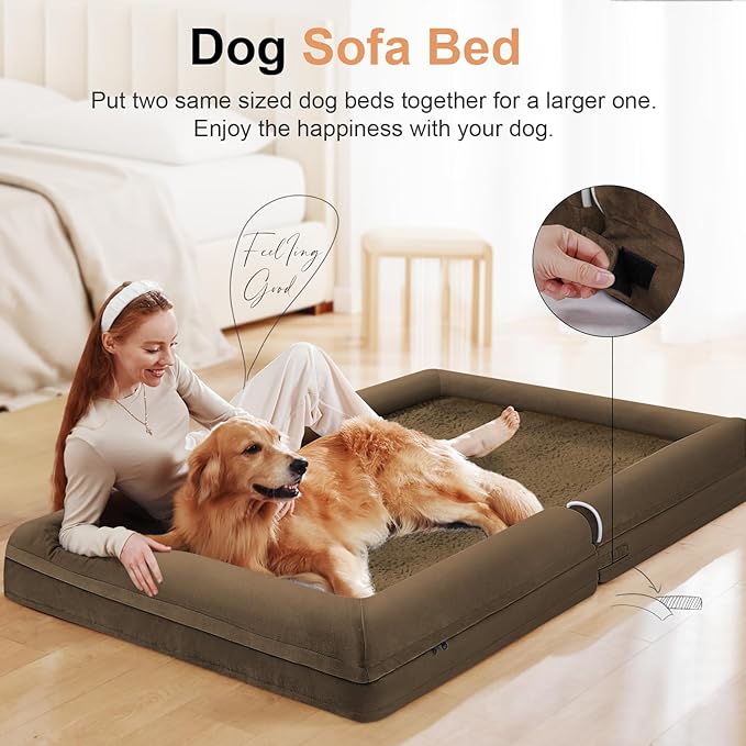 NANUYA Orthopedic Dog Bed for Jumbo Dogs, 48 x 33 Inch, Dark Coffee