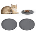 Arespark Cat Food Mat, Set of 2 Nonslip Waterproof Feeding Bowl Silicone Mats with Raised Edges for Food Water Prevent Spills, Round Eating Plates Tray for Dog Cat Puppy Kitten, 8'' x 8''