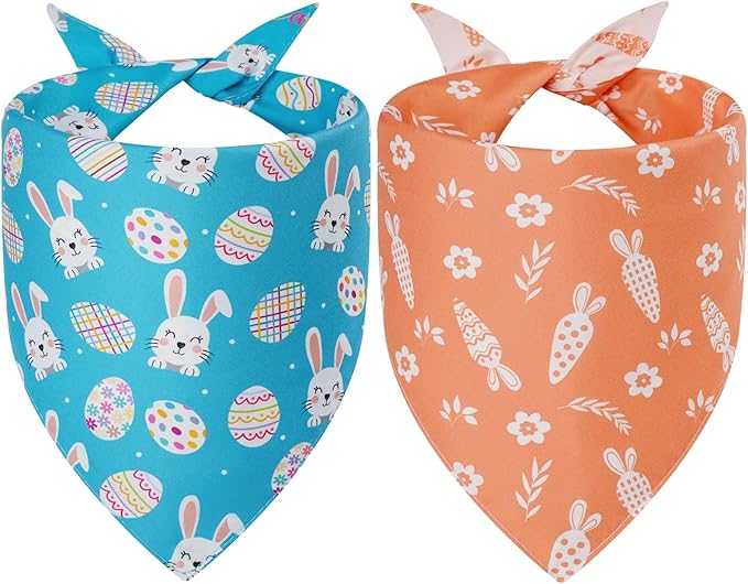 Agroon Easter Dog Bandanas XLarge 2PCS, 4 Pattern Scarf for Boy Girl