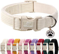 Babole Pet Cute Corduroy Dog Collar - White Adjustable Dog Collars for Medium Dogs 25-50lbs, Fade-Proof with Secure Snap & Little Charm, Christmas Birthday Gift, M