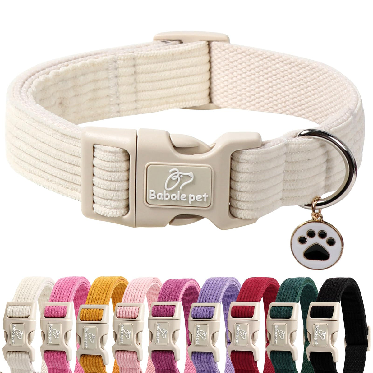 Babole Pet Nylon Dog Collar - Adjustable Orange Soft Webbing Dog Collars for Small Medium Large Dogs Boy Girl Puppy Collar with Safety Metal Buckle XS
