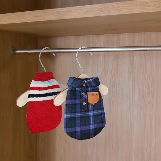 STOBAZA 10pcs 8.66 Inch Wooden Pet Hangers Small Dog and Cat Clothes Hangers Sturdy Wear-Resistant Household Pet Accessory for Closet Organization