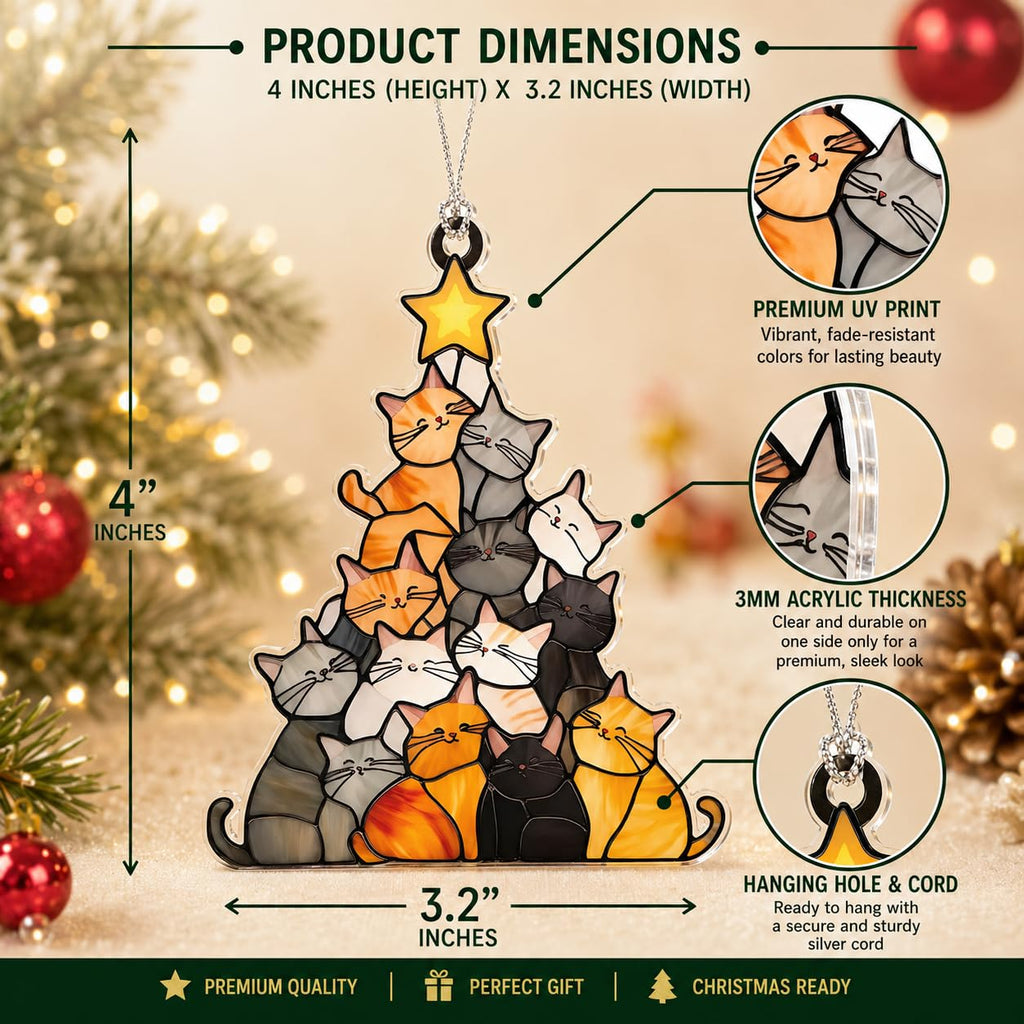 Cat Ornament, Cat Ornaments for Christmas Tree, Funny Holiday Decorations 2026, Black Pet Ornaments, Vintage Classic Christmas Tree Decor, Unique Gifts for Animal Lovers, Festive Tree Topper Ornament