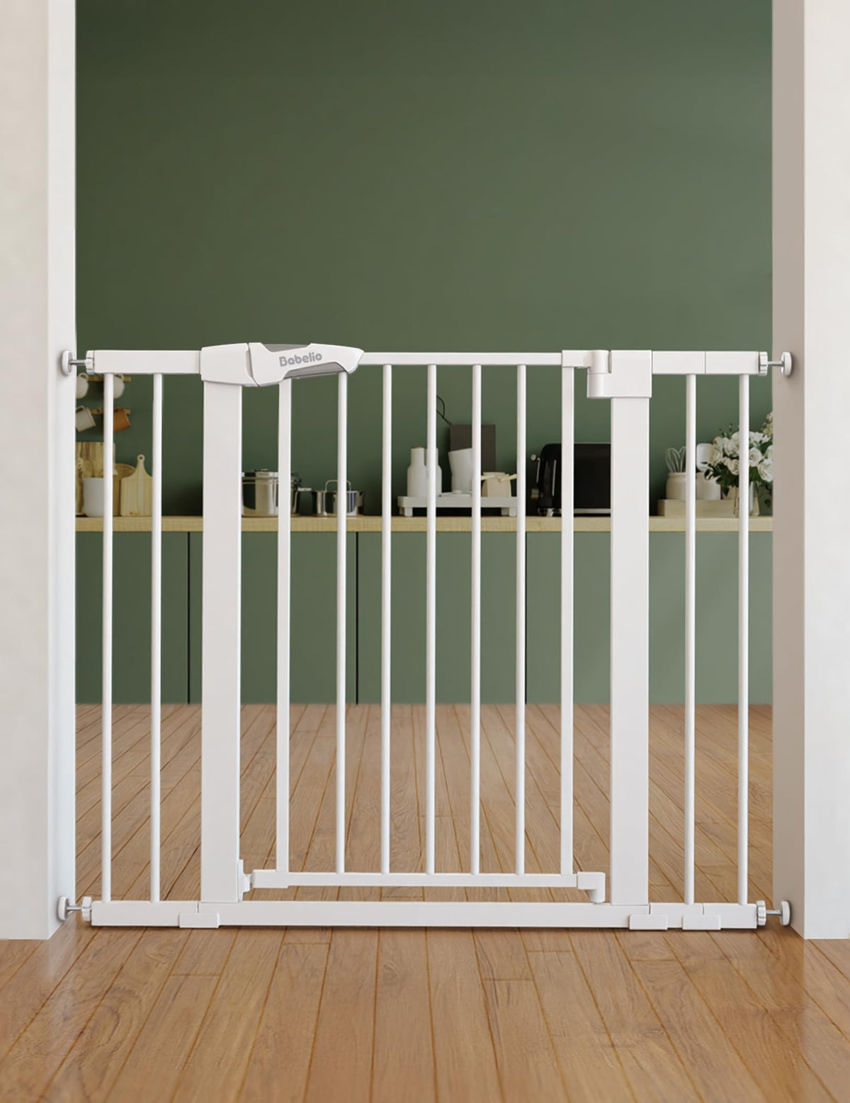 Babelio 36 in Tall Baby Gate for Stairs No Drilling, PressGuard, 29-48" W