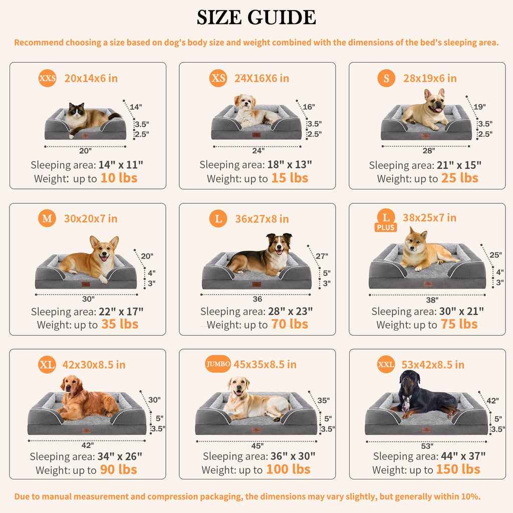 Comfort Expression Waterproof Orthopedic Dog Beds for Extra Large Dog