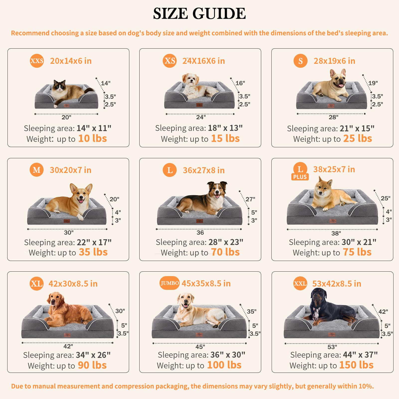 Comfort Expression Waterproof Orthopedic Dog Beds for Extra Large Dog