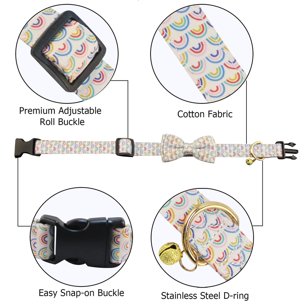 Yizepet Dog Collar with Bow Tie- Adjustable pet Collar for Dogs with Plastic Buckle Collar, Stylish Pattern for Small Medium or Large Boy and Girl Dog and Cat