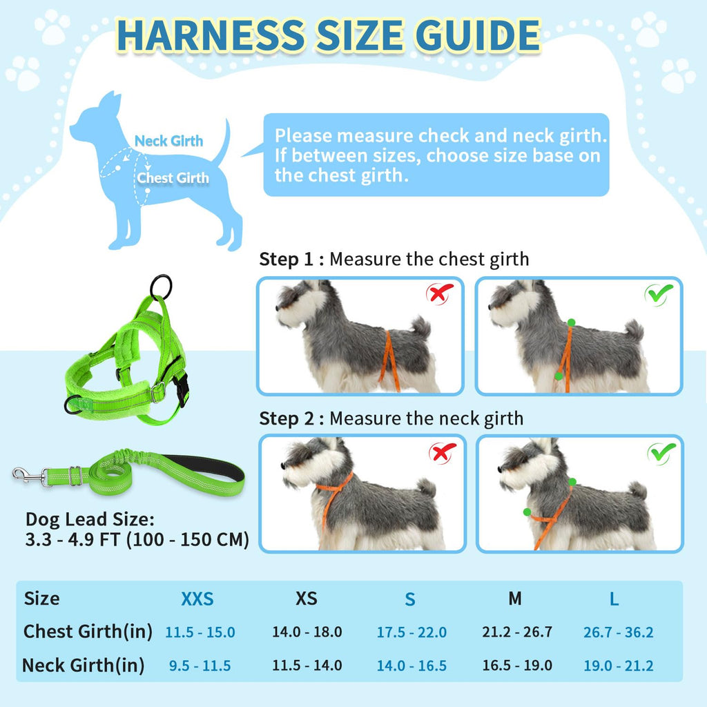 SlowTon No Pull Small Dog Harness and Leash Set with Front Clip