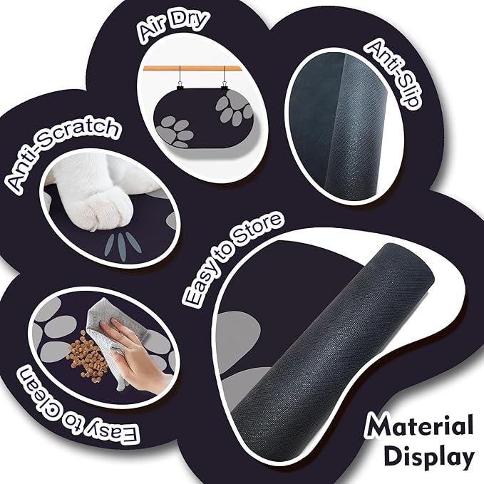 Dog Feeding Mat 24''x16'', Absorbent Pet Food Mat, No Stains Quick Dry Pet Water Mat Protect Floor, Cat Dog Water Bowl Mat for Messy Drinkers, Non-Slip Rubber Base Pet Placemats for Food and Water