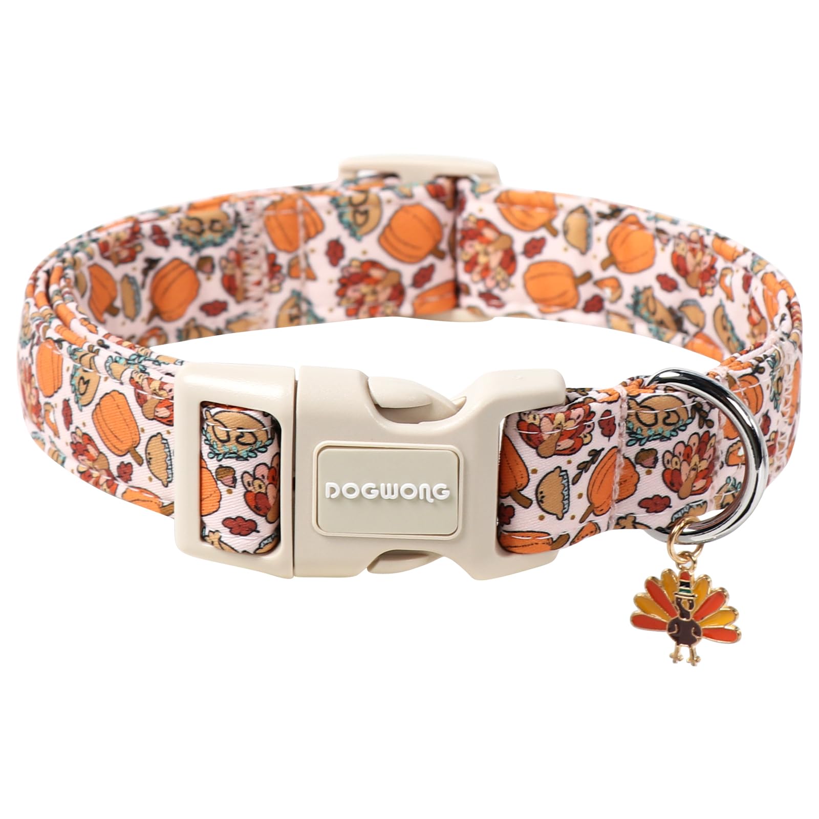 DOGWONG Fall Plaid Dog Collar,Turkey Thanksgiving Dog Collars, Adjustable Cute Pumpkin Pet Collars Design Dog Collar for Small Medium Large Dogs