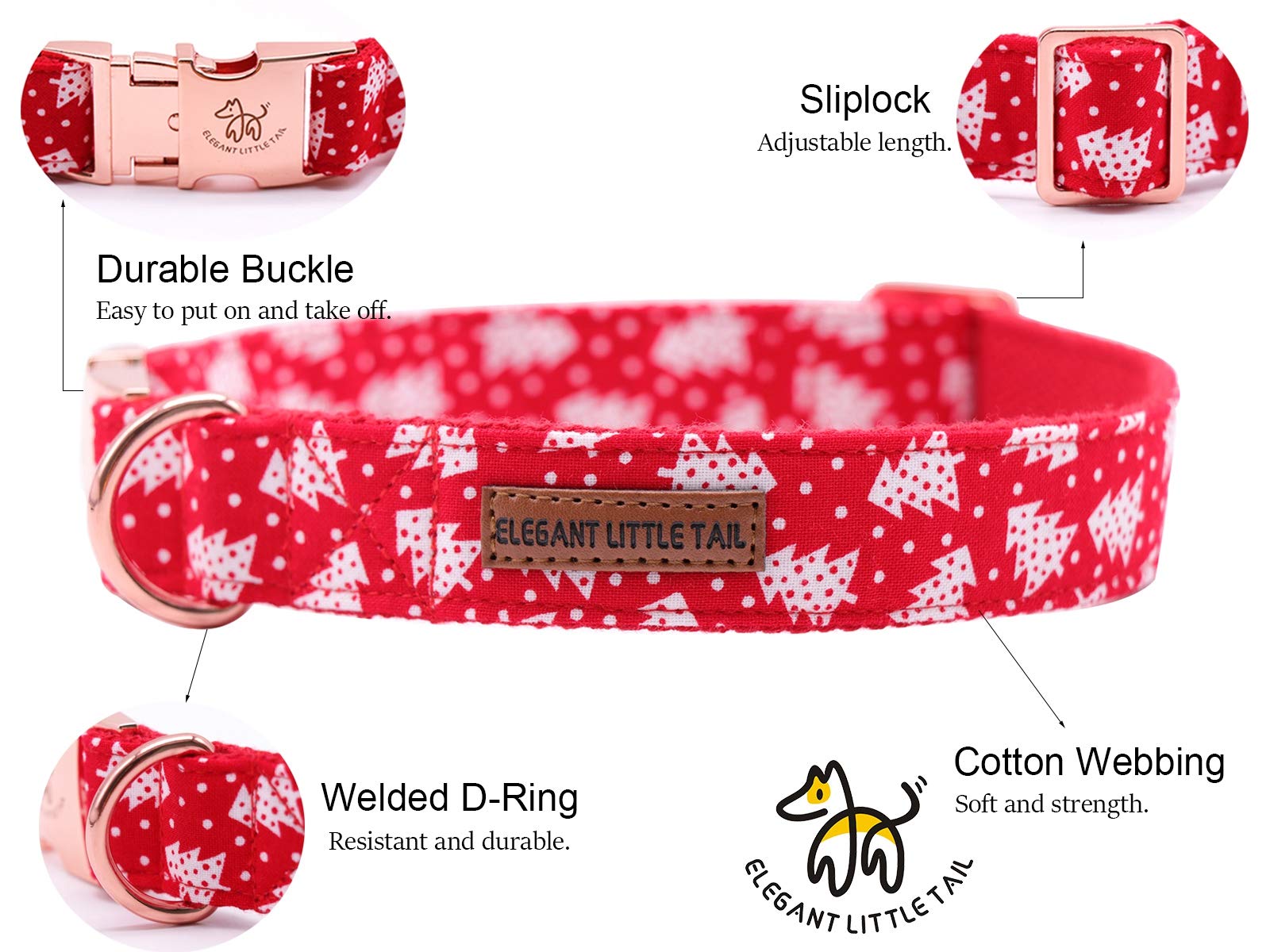 Elegant little tail Dog Collar with Bow, Cotton & Webbing, Bowtie Dog Collar, Adjustable Dog Collars for Small Medium Large Dogs and Cats