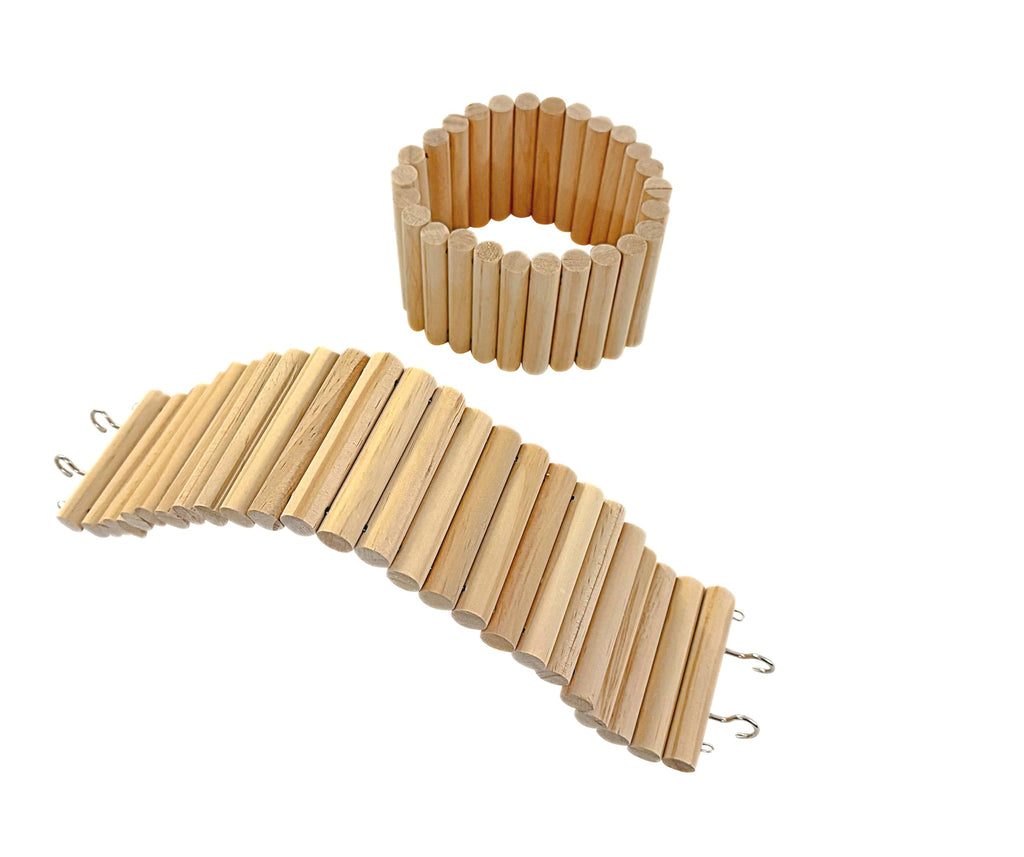 SIMENA Wooden Hamster Suspension Bridge Toy, Hamster Fencing, Natural Climbing Ladder for Dwarf Hamsters, Syrian Hamsters, Mice, Gerbils & Small Pets (Plain, 15.75")