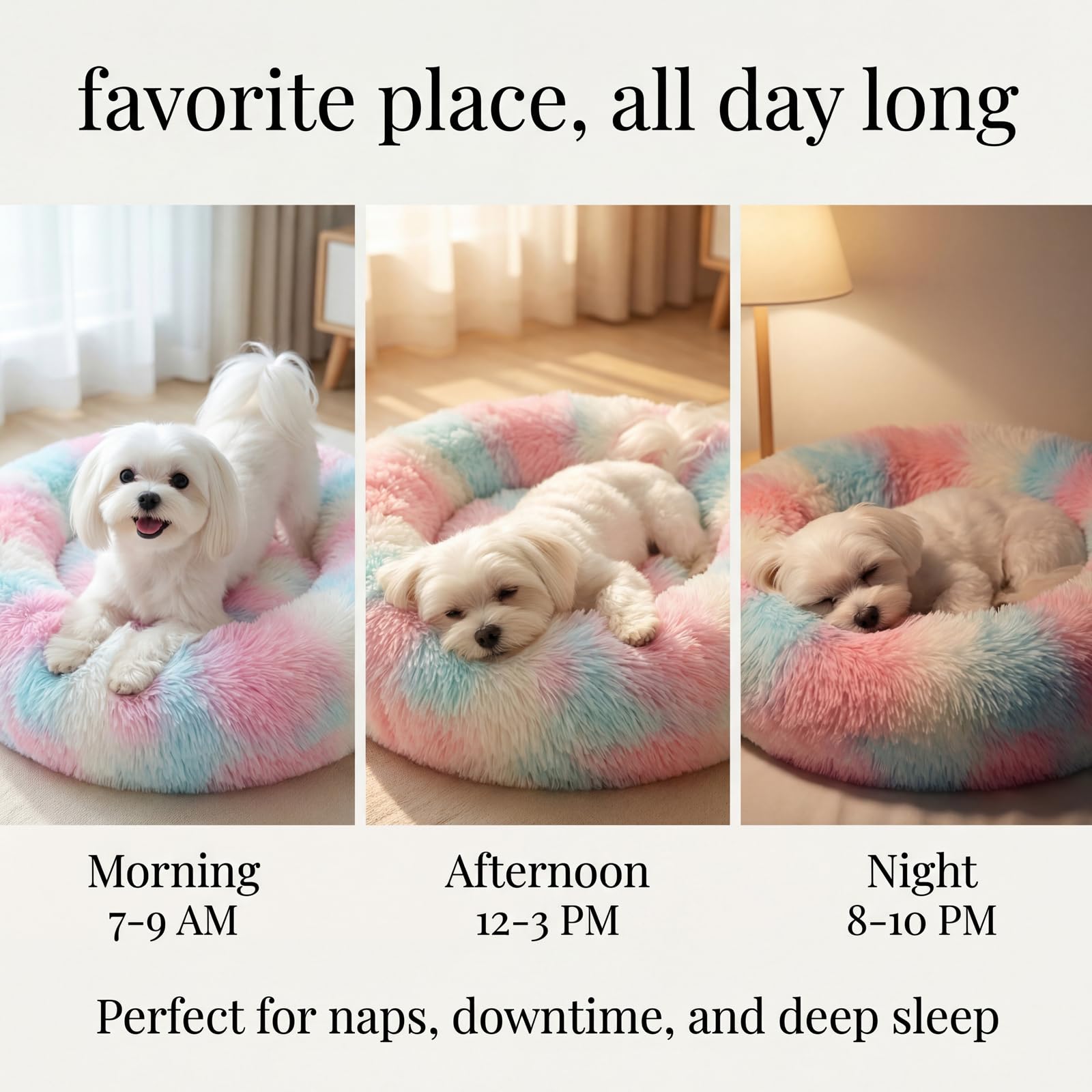 nononfish Cozy Donut Pet Bed,Soft Calming Dog Bed