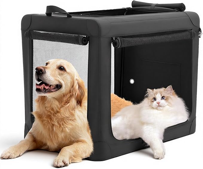 DUMOS Soft Dog Crate 30 Inch, Medium Foldable Outdoor Cat Carrier