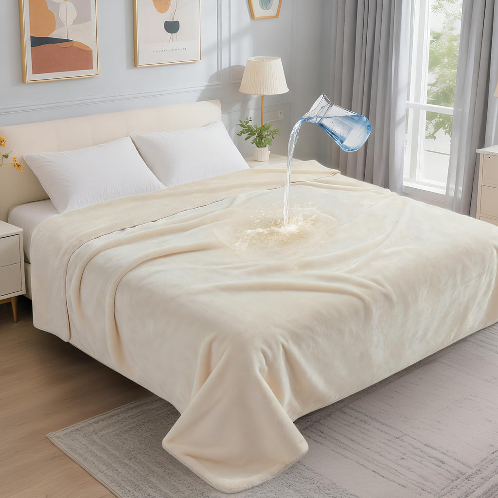 LOOBANI Waterproof Blanket for Bed, Soft Flannel Twin Bed Blanket 60" x 80"