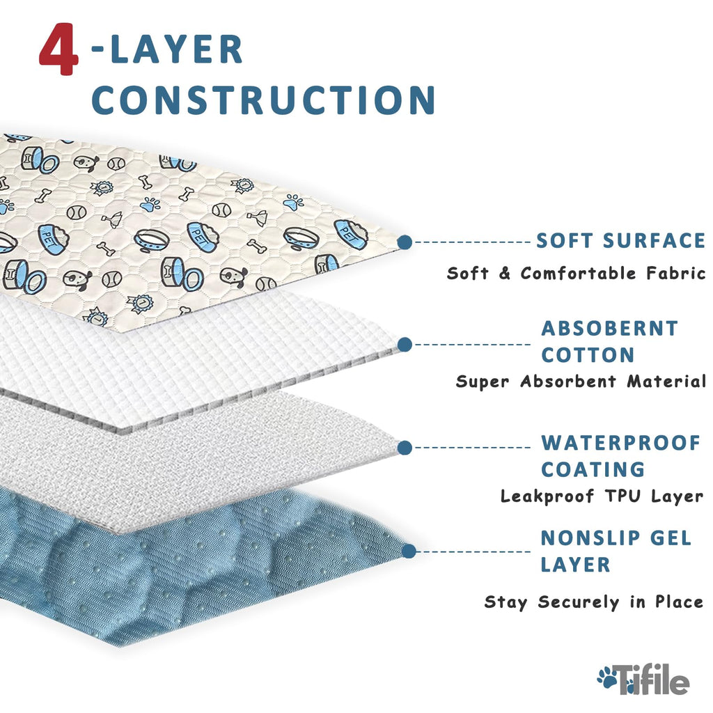 24x36in Washable Pee Pads for Dogs, 2 Pack Reusable Puppy Pads, Absorbent Whelping Pads with Bone Print, Non-Slip Waterproof Pet Training Pads for Couch, Crate, Potty Training - 24x36in