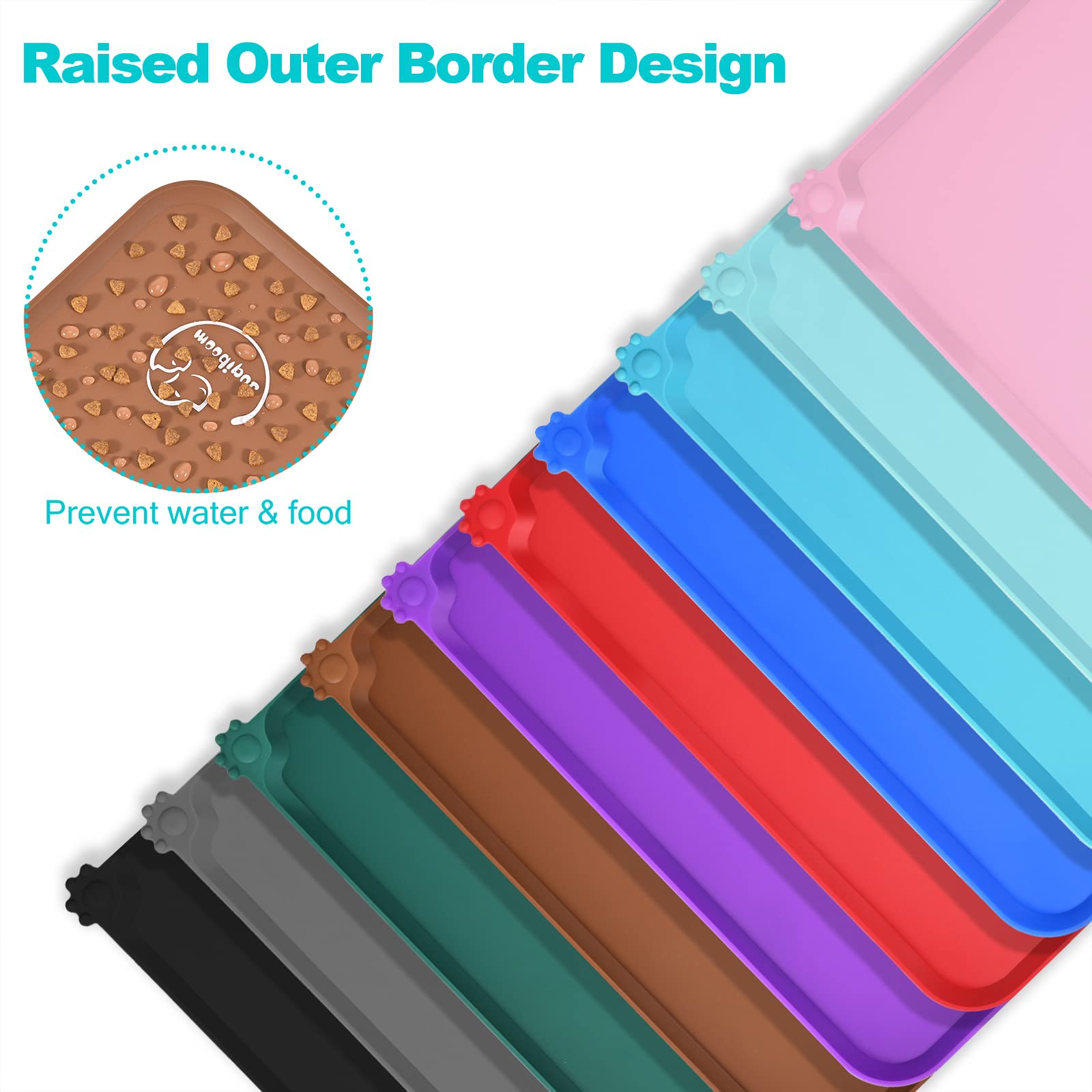 Juqiboom Silicone Waterproof Dog Cat Pet Feeding Mats, Non Slip, Easy Clean Pet Dog Cat Bowl Mats Placemat (24" x 16") Brown
