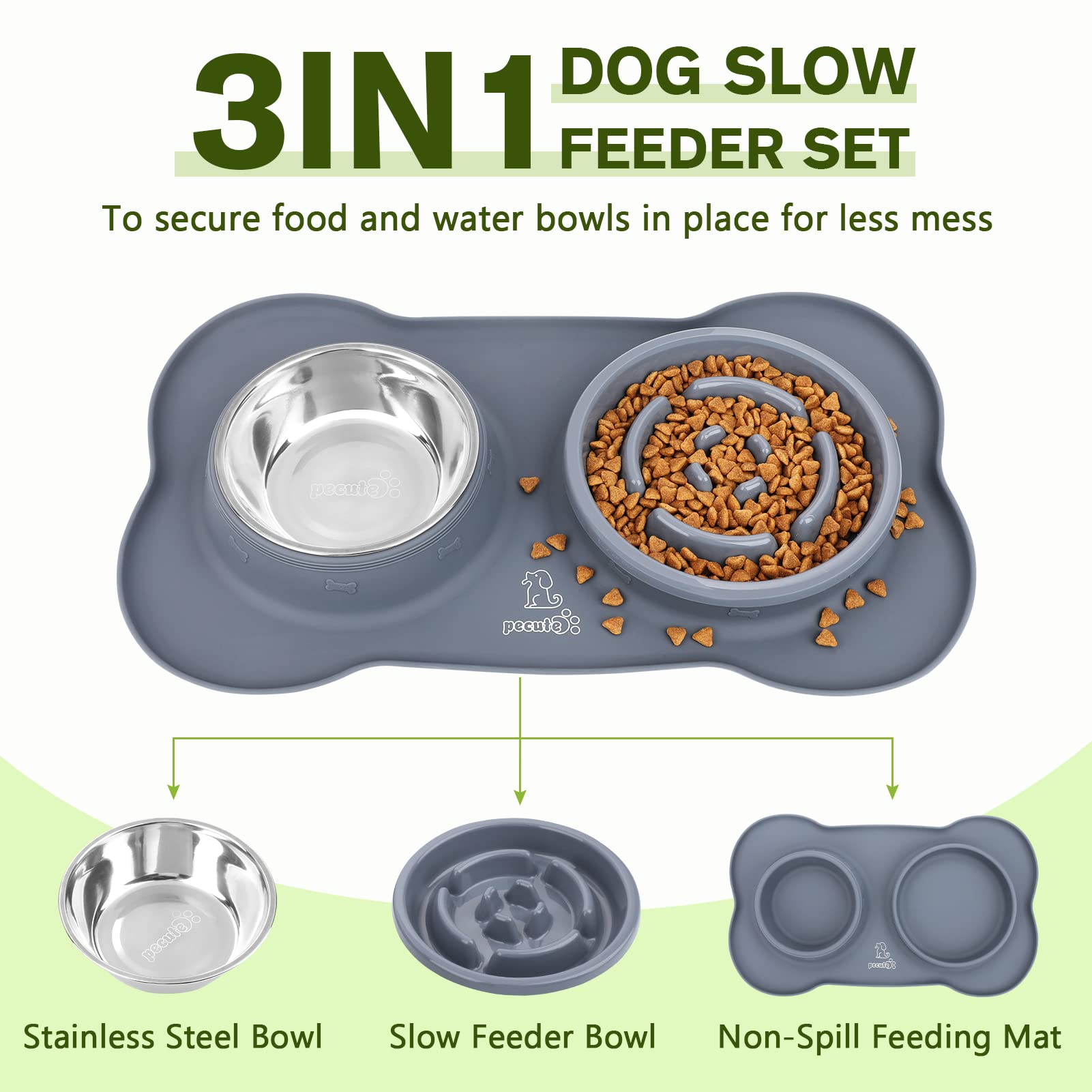 Pecute Slow Feeder Dog Bowls to Slow Down Eating, Dog Slow Feeder Bowl