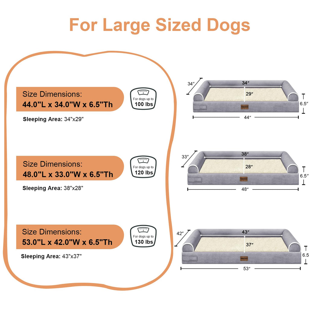 NANUYA Orthopedic Dog Bed for Jumbo Dogs, 53 x 42 Inch, Purple