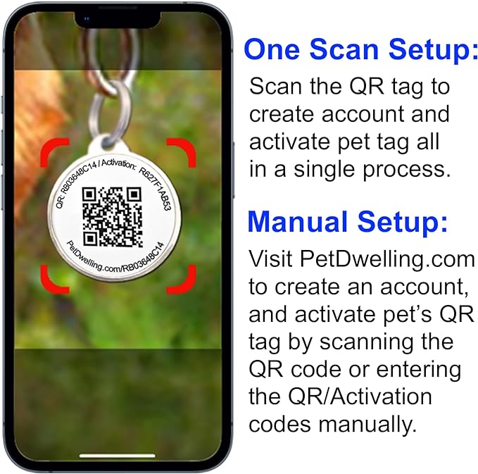Pet Dwelling QR Code Pet ID Tag – Smart Dog & Cat ID Tags for Pet Safety, Free Personalized Online Profile, Instant Scan Alerts, AI Insights (Black Paw)