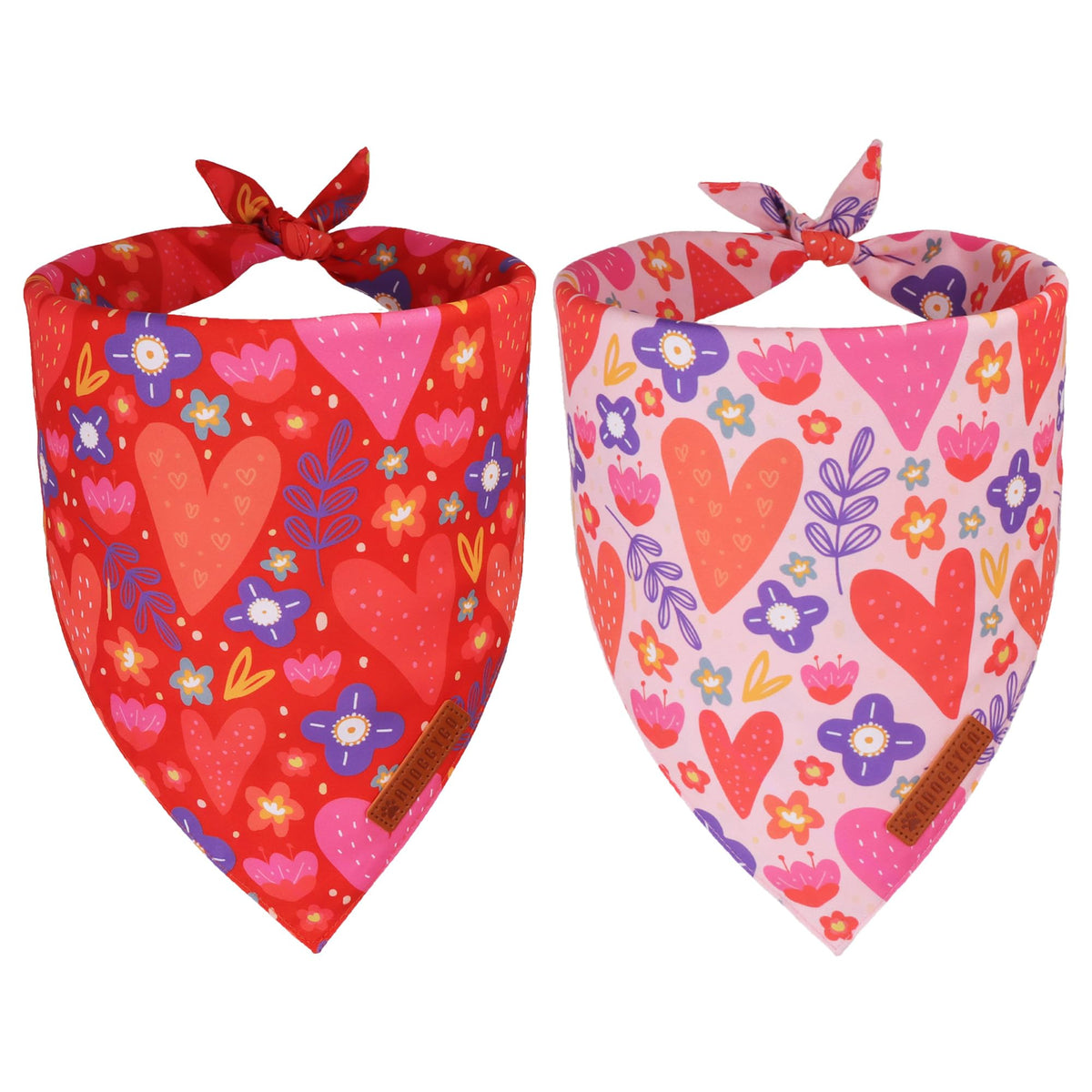 ADOGGYGO Pink Floral Dog Bandanas Girl, Cute Daisy Bandana, X-Large