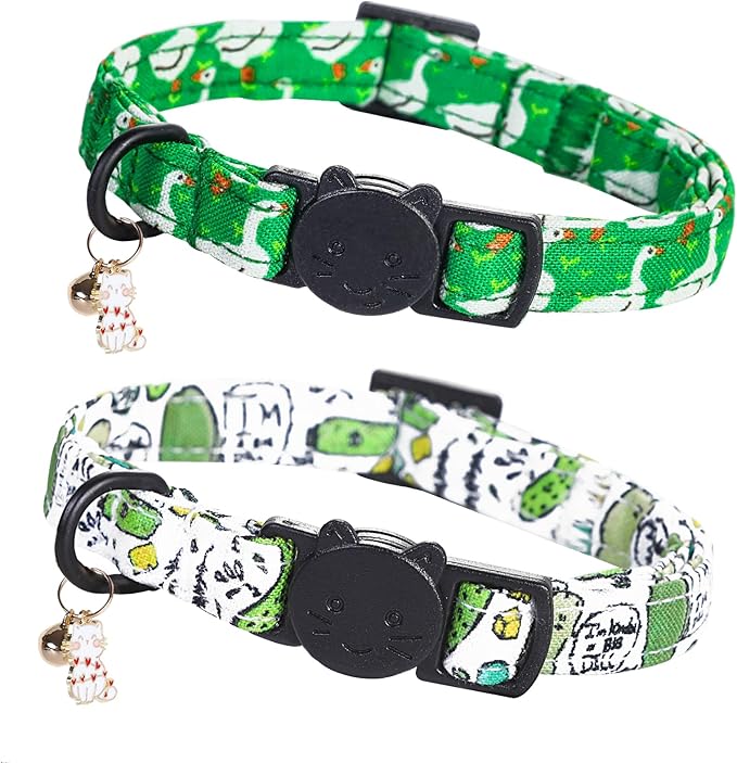 Bobo Rainbow Trefoil Print Cat Collar(2-Pack) Breakaway for Boy Girl Cats