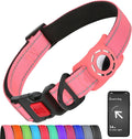 Erbine AirTag Dog Collar with AirTag Holder Compatible for Air Tag, Reflective Soft Padded, Safety Locking Buckle, Adjustable Nylon for Small Medium Large Dogs (Pink,XS)