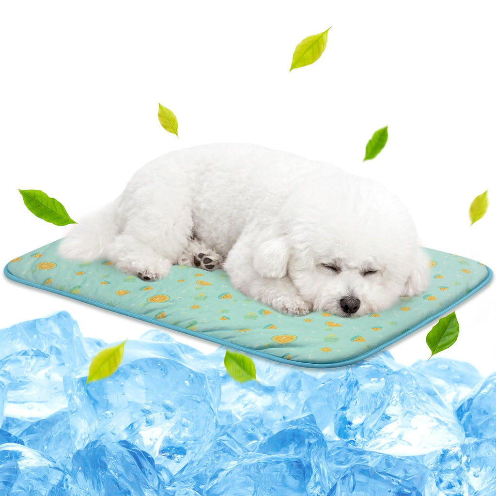 NWK Pet Cooling Mat Q-Max>0.345 Fabric for Dogs & Cats (Green Fruit Medium)