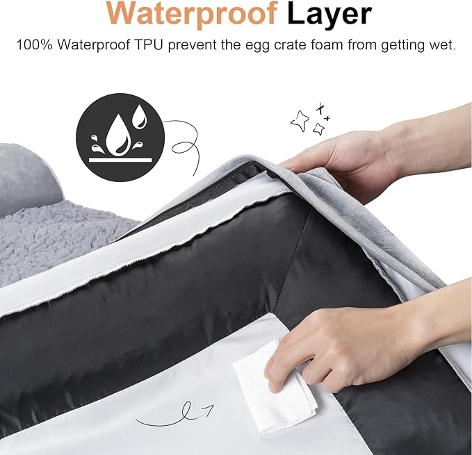 Medium Dog Bed Orthopedic Washable: Beds Bolster Medium Sized Dogs Bed Egg Crate Foam Couch Sofa Waterproof with Removable Cover