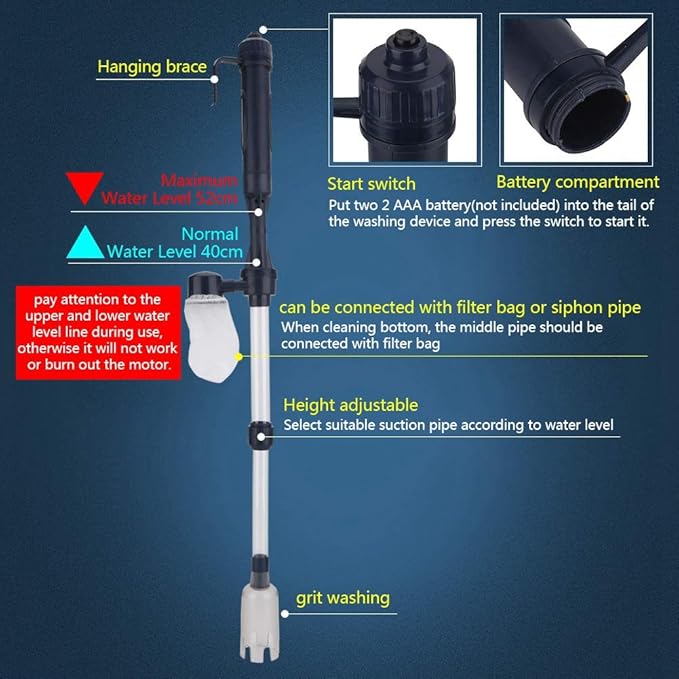 Electric Aquarium Filter Pump 3-in-1 Water Changer & Cleaner for Fish Tanks with Gravel, Multi-Function Tank Maintenance Tool for Aquarium Water Exchange