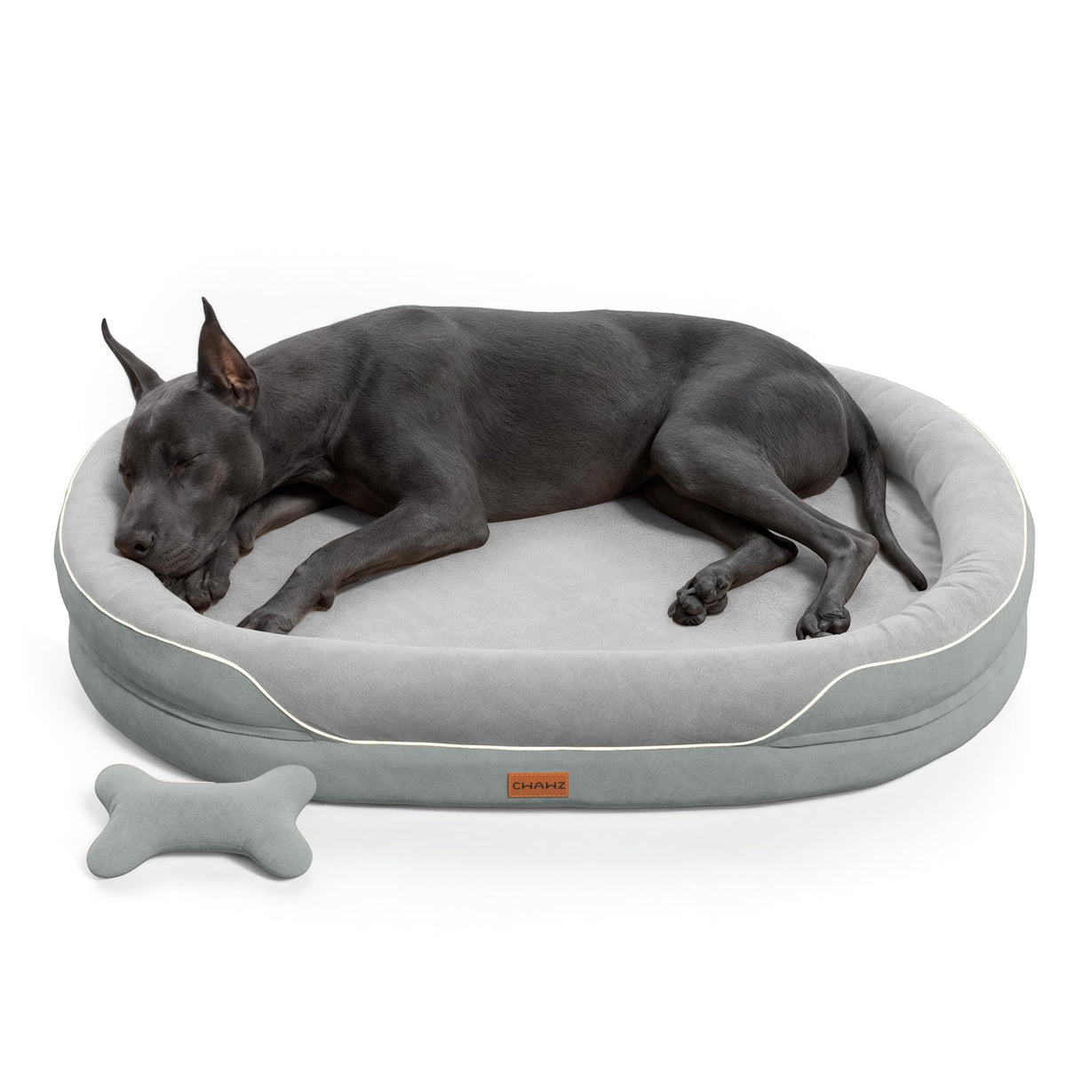 CWAWZ Large Orthopedic Dog Bed, 36 in. Dog Bed for Large Sized Dogs with Full-Surround Bolsters, Dual-Sided Dog Cooling Beds with Memory Foam, Washable Pet Sofa Couch with Nonslip Bottom, Light Grey