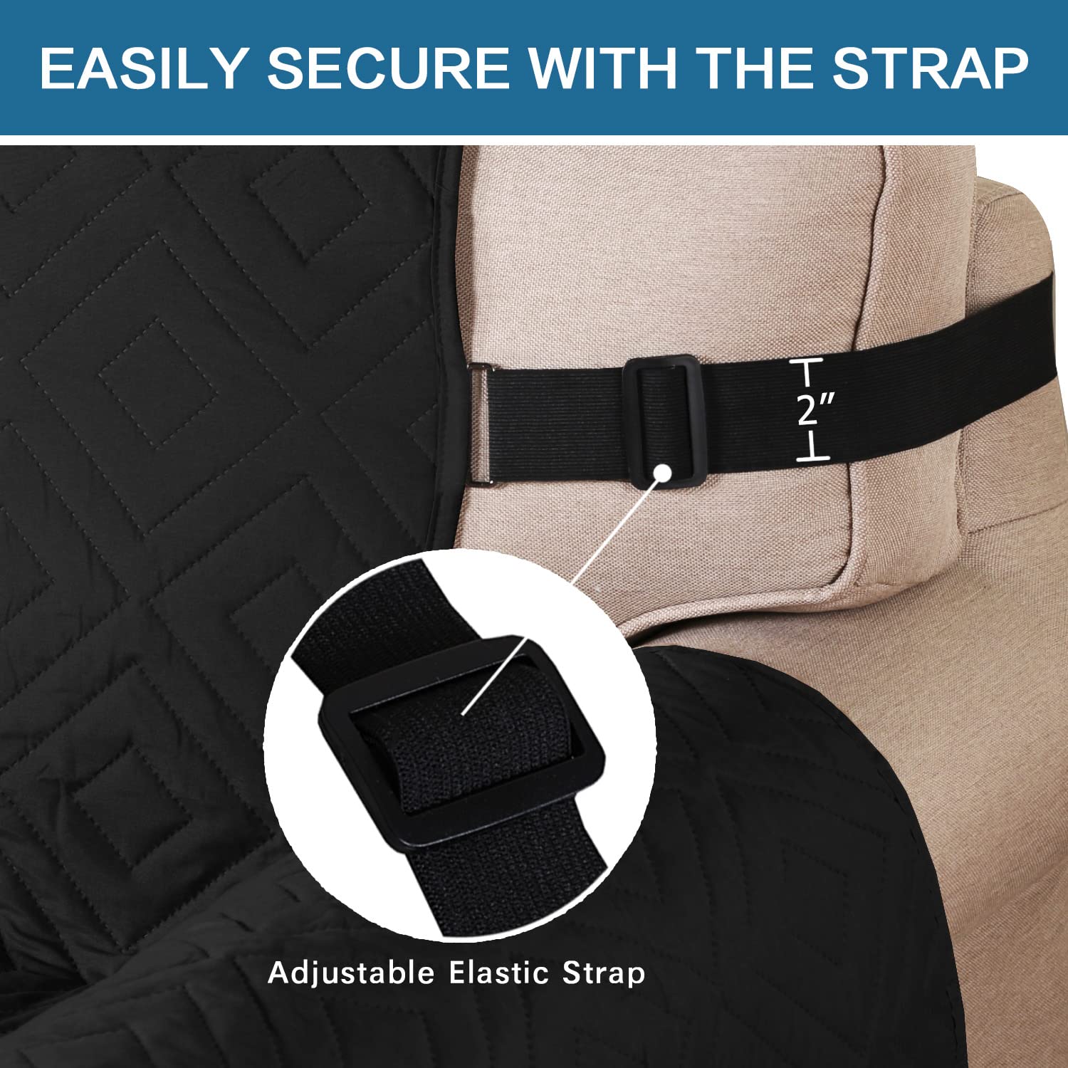 H.VERSAILTEX Reversible Sofa Slipcover Furniture Protector Water Resistant 2" Elastic Straps Sofa Cover Couch Covers Pets Kids Fit Sitting Width Up to 78" (Oversized Sofa: 86" x 132", Black/Grey)