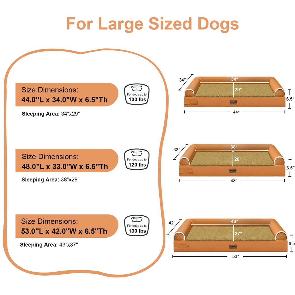 NANUYA Orthopedic Dog Bed for XX-Large Dogs, 44 x 34 Inch, Orange