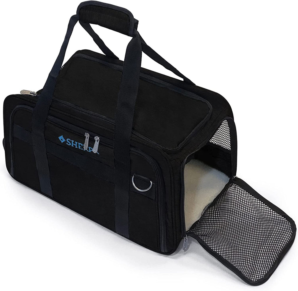 Sherpa Expandable Travel Pet Carrier, Airline Approved & Guaranteed On Board - Black, Medium