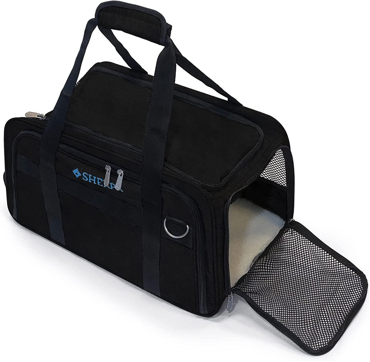 Sherpa Expandable Travel Pet Carrier, Airline Approved & Guaranteed On Board - Black, Medium