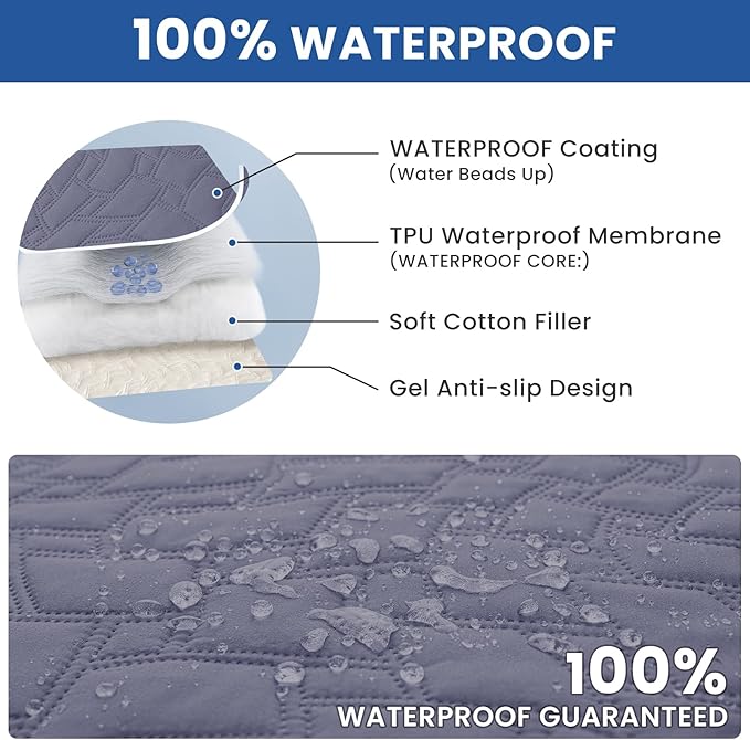 Waterproof Couch Covers for Pets, Waterproof Dog Bed Cover, Anti-Slip Soft Dog Blankets, Couch Cover for Dogs Washable, Pet Blanket for Puppy Large Dogs Cat (30x70 Inch, Grey Blue)